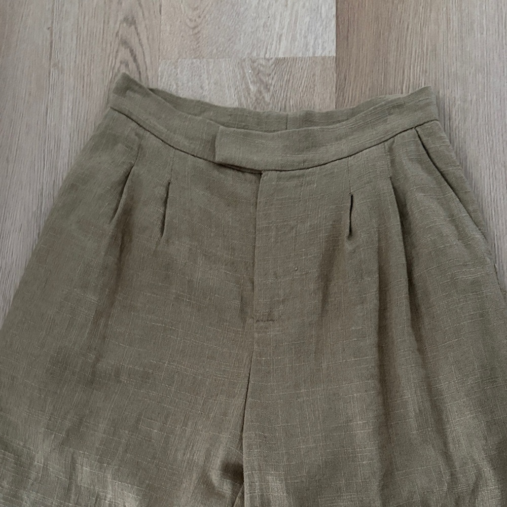 Women's Tan linen Blazer and Pants Set - Picture 2 of 8